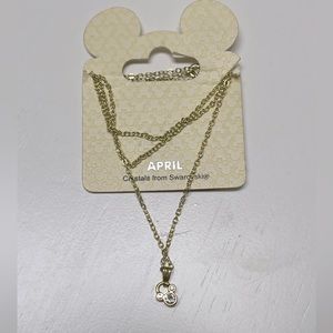 NWT Disney Parks April Swarovski Birthstone Mickey Necklace